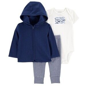 Carter's Child of Mine Baby Boy Size 0-3 Months 3 Piece Cardigan Outfit Set